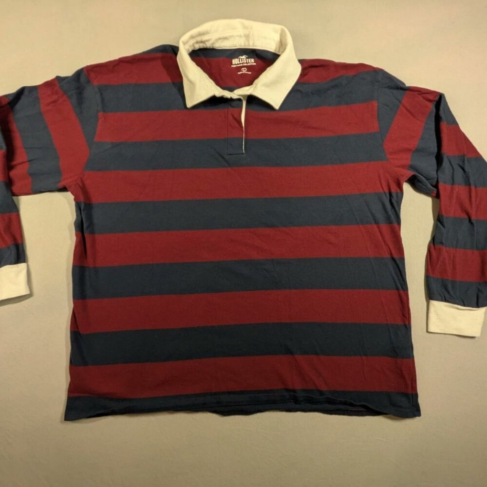 Y2K Hollister Must Have Collection Polo Women's Large Striped Logo 100% Cotton